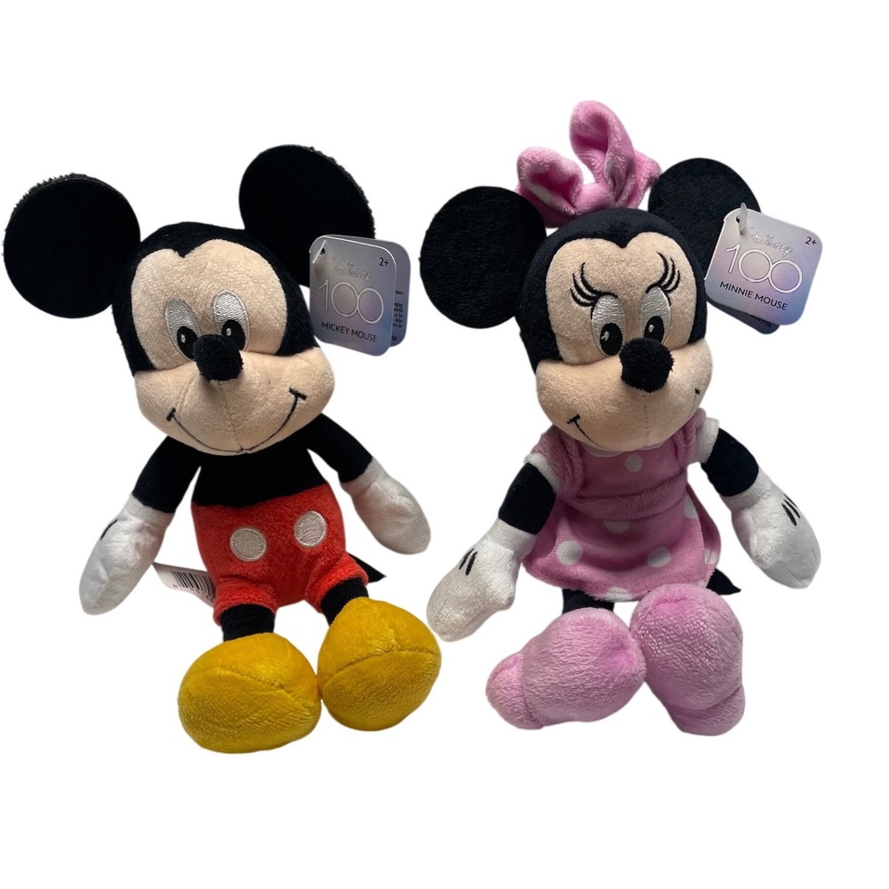 Mickey & Minnie Mouse Disney Jr 100 Yr Celebration 10" Plush Stuffed Toys‎ Set